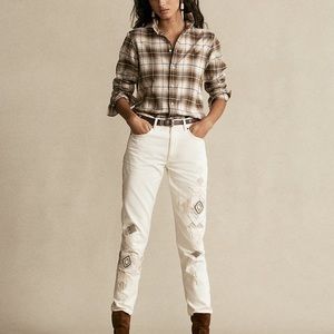 Ralph Lauren Avery Boyfriend Patchwork Embroidered Jeans
